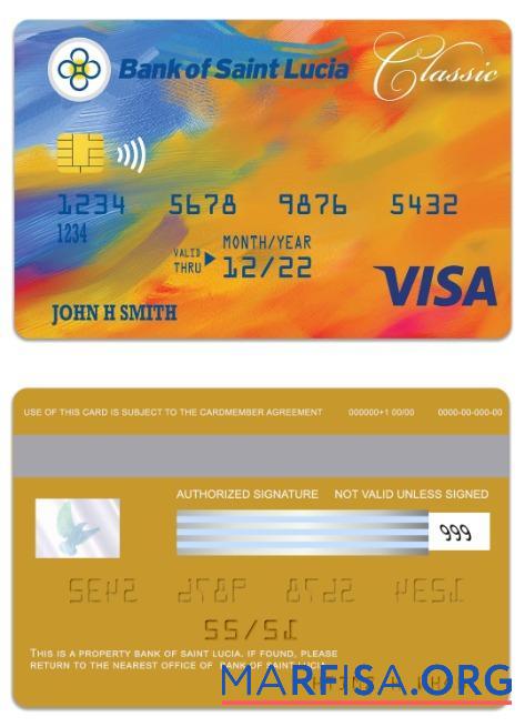 Blank Saint Lucia Bank of Saint Lucia visa classic card download for verification